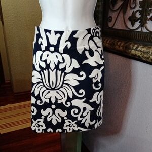INC Navy and White Floral Mini Skirt for Night Out Sz 2